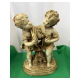 Marwal painted Plaster Boy and Girl Chipping