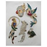Bird rhinestone brooches