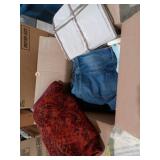 Burgundy table runner hanging shoe holder and box