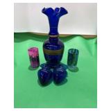Cobalt Bohemian Glass Vase 9ï¿½, Cobalt hanging