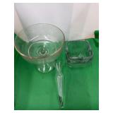 Glass compote Chipped 7?, 1Hanging Bud vase with