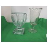 Panel Glass Vase 8.5ï¿½ and footed glass vase