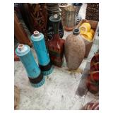 2 floor vases 21"& 19" plus 2 turquoise bottoms