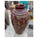 Large ceramic burgundy floor vase 20" tall