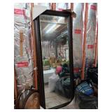 Large beveled Mirror 79"x31" with dark wood trim.