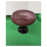 Purple Amethyst Glass Footed Compote Bowl