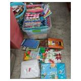 Vinyl New Table cloths, very Large amount in tote