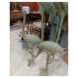 Pair of metal Herons 21" & 35" with a teal