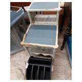 Blue end table & black mail holder
