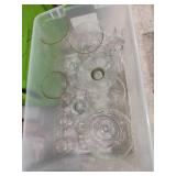 Clear glass Vases, water Goblets in large tote
