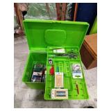 Green Sewing case with contents