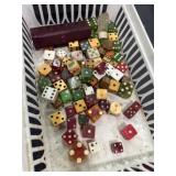 Variety of collectible vintage dice