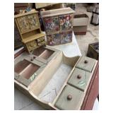 Decorative miniature, wooden hutches and dresser
