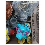 Blue piggy bank, osterized Canning jars x4, faux