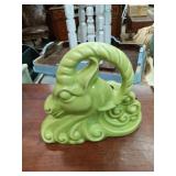 Mid Century  ceramic TV light Ram 11x10" lime