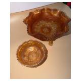 2 Fenton marigold carnival glass bowls featuring