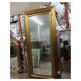 Beveled Mirror with gold colored frame 71"Hx31"W