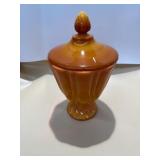 LE Smith Bittersweet orange slag glass pedestal
