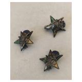 Silver 25-year service star pins marked Sterling