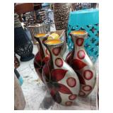 3 Burgundy vases 15" tall