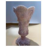 Fenton pink opalescent glass vase in the Cabbage