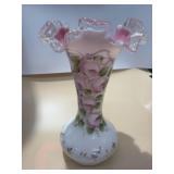 Fenton Art Glass "Peach Crest" ruffled vase