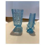 Glass Adems and Company Waffle Pattern vase 8ï¿½