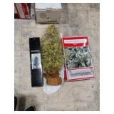2 Trees & flocked Garland 9