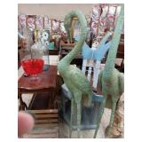 Metal Heron 57"Tall  with teal patina.  Has a