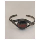 Navajo silver cuff bracelet unmarked jasper stone
