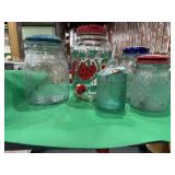 Pioneer woman, storage containers, and drink