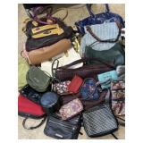 Large collection of handbags and purses