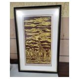Giraffes woodcut. Signed and numbered by artist.