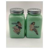Modern lady jadeite salt pepper