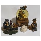 Boyds Bears resin figurines & musical water globe