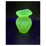 Fenton UV Topaz Yellow Hobnail vase 6"