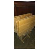 Wooden dinner tray set one has broken leg