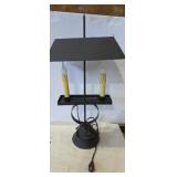 Metal base electric candle style table lamp 20in