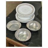 15 Corelle saucers and 3 aluminum I