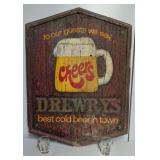 Large Rustic Drewrys Beer Wall Sign & Shot