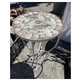 Metal outdoor end table with mosaic top 14ï¿½ x 21ï¿½