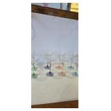 Set of 8 multi colored margarita glasses