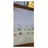 Set of 8 multi colored margarita glasses