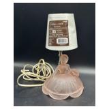 Pink glass boudoir lamp w/ a Southern Belle base