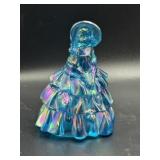5" Wheaton iridescent blue carnival glass