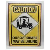 Caution golf cart sign 10x13