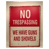 No trespassing metal sign 12x16