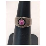 Silver pink stone ring unmarked size 4.5   105oz