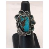 Silver Navajo turquoise Ring unmarked size 6.