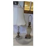 Crystal base and Satin glass lamps